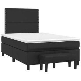 Cama box spring con colchón cuero sintético negro 120x190 cm Cama box spring con colchón cuero sintético negro 120x190 cm