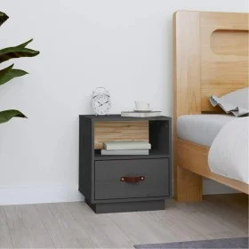 Solid gray pine wood bedside table 40x34x45 cm by vidaXL, Nightstands - Ref: Foro24-818299, Price: 46,36 €, Discount: %