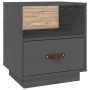 Mesita de noche madera maciza de pino gris 40x34x45 cm de vidaXL, Mesitas de noche - Ref: Foro24-818299, Precio: 46,34 €, Des...