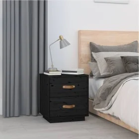 Nachttisch aus massivem schwarzem Kiefernholz, 40 x 34 x 45 cm von vidaXL, Nachttische - Ref: Foro24-818333, Preis: 46,48 €, ...