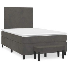 Cama box spring con colchón terciopelo gris oscuro 120x190 cm Cama box spring con colchón terciopelo gris oscuro 120x190 cm