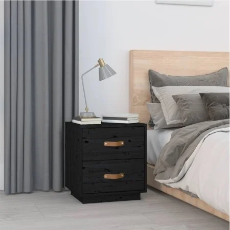 Nachttisch aus massivem schwarzem Kiefernholz, 40 x 34 x 45 cm von vidaXL, Nachttische - Ref: Foro24-818333, Preis: 46,48 €, ...