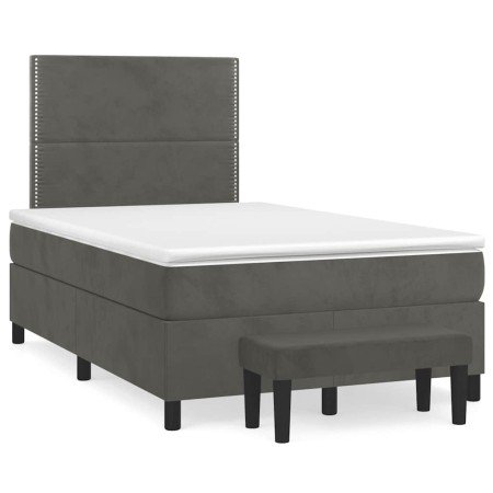 Cama box spring con colchón terciopelo gris oscuro 120x190 cm en Camas y somieres | Comprar online en Foro24