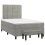 Cama box spring con colchón terciopelo gris claro 120x190 cm