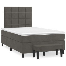 Cama box spring con colchón terciopelo gris oscuro 120x190 cm Cama box spring con colchón terciopelo gris oscuro 120x190 cm