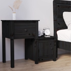 Mesita de noche madera maciza de pino negro 79,5x38x65,5 cm de vidaXL, Mesitas de noche - Ref: Foro24-814547, Precio: 65,88 €...