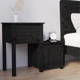Solid black pine wood bedside table 79.5x38x65.5 cm by vidaXL, Nightstands - Ref: Foro24-814547, Price: 65,34 €, Discount: %