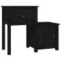 Mesita de noche madera maciza de pino negro 79,5x38x65,5 cm de vidaXL, Mesitas de noche - Ref: Foro24-814547, Precio: 65,33 €...