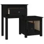 Mesita de noche madera maciza de pino negro 79,5x38x65,5 cm de vidaXL, Mesitas de noche - Ref: Foro24-814547, Precio: 65,33 €...