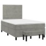 Cama box spring con colchón terciopelo gris claro 120x190 cm