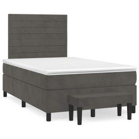 Cama box spring con colchón terciopelo gris oscuro 120x190 cm Cama box spring con colchón terciopelo gris oscuro 120x190 cm