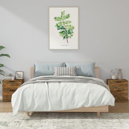 Nachttische 2 Stück geräuchertes Eichensperrholz von vidaXL, Nachttische - Ref: Foro24-817034, Preis: 59,24 €, Rabatt: %