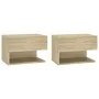 Mesita de noche de pared 2 unidades color roble Sonoma de vidaXL, Mesitas de noche - Ref: Foro24-810960, Precio: 47,87 €, Des...