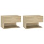 Wall bedside table 2 units Sonoma oak color by vidaXL, Nightstands - Ref: Foro24-810960, Price: 49,39 €, Discount: %