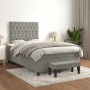 Cama box spring con colchón terciopelo gris claro 120x190 cm
