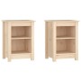 Mesitas de noche 2 uds madera maciza de pino 40x35x55 cm
