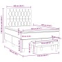 Cama box spring con colchón terciopelo gris claro 120x190 cm
