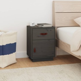 Solid pine wood bedside table in gray, 40x34x55 cm by vidaXL, Nightstands - Ref: Foro24-818309, Price: 50,60 €, Discount: %