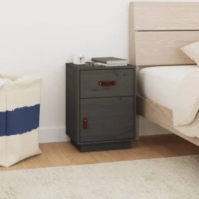 Solid pine wood bedside table in gray, 40x34x55 cm by vidaXL, Nightstands - Ref: Foro24-818309, Price: 50,06 €, Discount: %