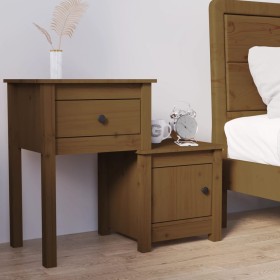 Nachttisch aus massivem Kiefernholz, honigbraun, 79,5 x 38 x 65,5 cm von vidaXL, Nachttische - Ref: Foro24-814545, Preis: 61,...