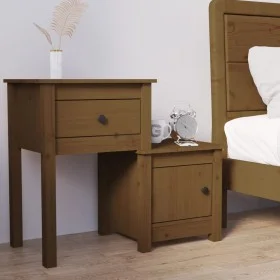 Solid pine wood bedside table honey brown 79.5x38x65.5 cm by vidaXL, Nightstands - Ref: Foro24-814545, Price: 61,52 €, Discou...
