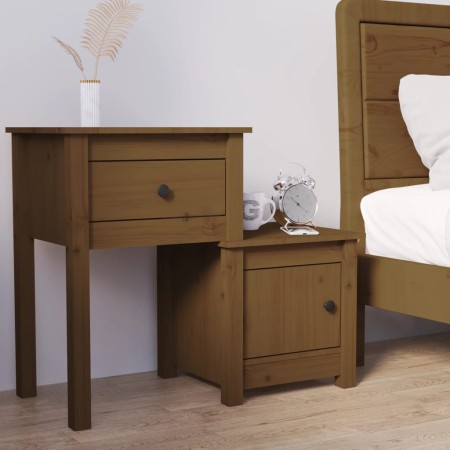 Nachttisch aus massivem Kiefernholz, honigbraun, 79,5 x 38 x 65,5 cm von vidaXL, Nachttische - Ref: Foro24-814545, Preis: 61,...