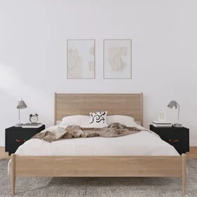 Nachttische 2 Stück aus massivem schwarzem Kiefernholz 40x34x35 cm von vidaXL, Nachttische - Ref: Foro24-818294, Preis: 61,52...