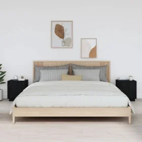 Mesitas de noche 2 uds madera maciza de pino negro 40x34x45 cm de vidaXL, Mesitas de noche - Ref: Foro24-818284, Precio: 64,2...