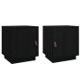 Nachttische 2 Stück aus massivem schwarzem Kiefernholz 40x34x45 cm von vidaXL, Nachttische - Ref: Foro24-818284, Preis: 64,25...