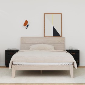 Bedside tables 2 units solid black pine wood 40x34x55 cm by vidaXL, Nightstands - Ref: Foro24-818314, Price: 81,90 €, Discoun...