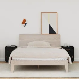 Bedside tables 2 units solid black pine wood 40x34x55 cm by vidaXL, Nightstands - Ref: Foro24-818314, Price: 81,15 €, Discoun...