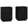 Bedside tables 2 units solid black pine wood 40x34x55 cm by vidaXL, Nightstands - Ref: Foro24-818314, Price: 81,15 €, Discoun...