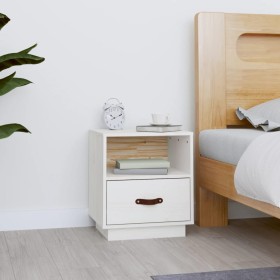 Solid white pine wood bedside table 40x34x45 cm by vidaXL, Nightstands - Ref: Foro24-818297, Price: 57,09 €, Discount: %