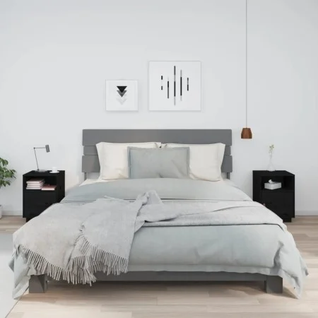 Mesitas de noche 2 uds madera maciza de pino negro 40x34x55 cm de vidaXL, Mesitas de noche - Ref: Foro24-818324, Precio: 78,4...