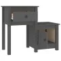 Solid pine wood bedside table in gray, 79.5x38x65.5 cm by vidaXL, Nightstands - Ref: Foro24-814543, Price: 65,34 €, Discount: %