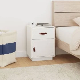Nachttisch aus massivem weißem Kiefernholz, 40 x 34 x 55 cm von vidaXL, Nachttische - Ref: Foro24-818307, Preis: 52,59 €, Rab...