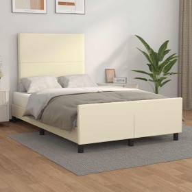 Estructura de cama sin colchón cuero sintético crema 120x190 cm