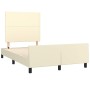 Estructura de cama sin colchón cuero sintético crema 120x190 cm