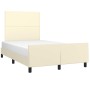 Estructura de cama sin colchón cuero sintético crema 120x190 cm