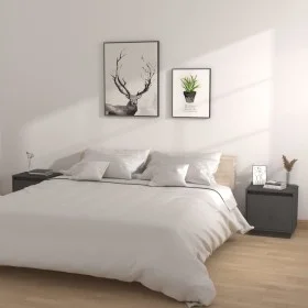 Bedside tables 2 units solid pine wood gray 40x30x40 cm by vidaXL, Nightstands - Ref: Foro24-813310, Price: 54,63 €, Discount: %