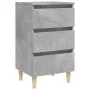 Mesita de noche patas madera maciza gris hormigón 40x35x69 cm de vidaXL, Mesitas de noche - Ref: Foro24-805895, Precio: 49,14...