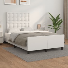 Estructura de cama sin colchón cuero sintético blanco 120x190cm Estructura de cama sin colchón cuero sintético blanco 120x190cm