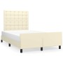 Estructura de cama sin colchón cuero sintético crema 120x190 cm