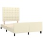 Estructura de cama sin colchón cuero sintético crema 120x190 cm