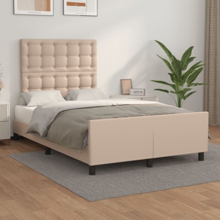 Estructura cama sin colchón cuero sintético capuchino 120x190cm