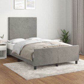 Estructura de cama sin colchón terciopelo gris claro 120x190 cm Estructura de cama sin colchón terciopelo gris claro 120x190 cm