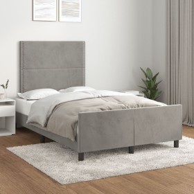 Estructura de cama sin colchón terciopelo gris claro 120x190 cm