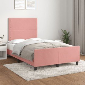 Estructura de cama sin colchón terciopelo rosa 120x190 cm Estructura de cama sin colchón terciopelo rosa 120x190 cm