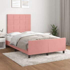 Estructura de cama sin colchón terciopelo rosa 120x190 cm Estructura de cama sin colchón terciopelo rosa 120x190 cm