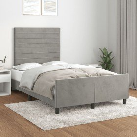 Estructura de cama sin colchón terciopelo gris claro 120x190 cm Estructura de cama sin colchón terciopelo gris claro 120x190 cm